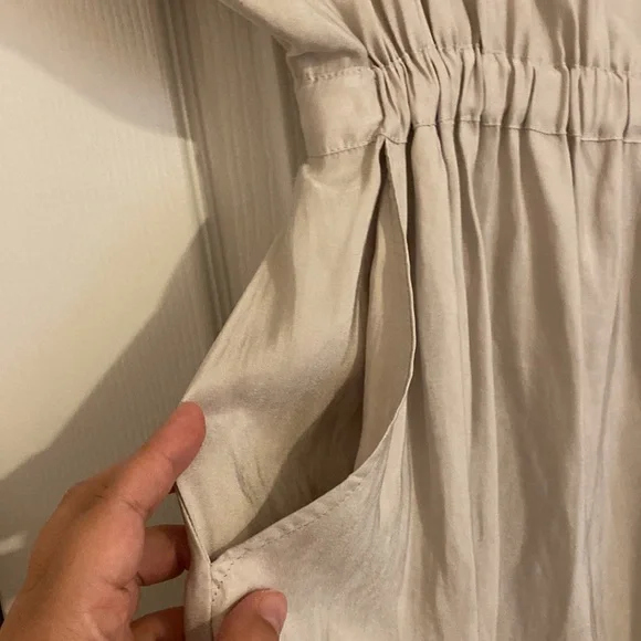 Brand New Express dress gray size xs silk fabric with silver accents pockets - Picture 4 of 8